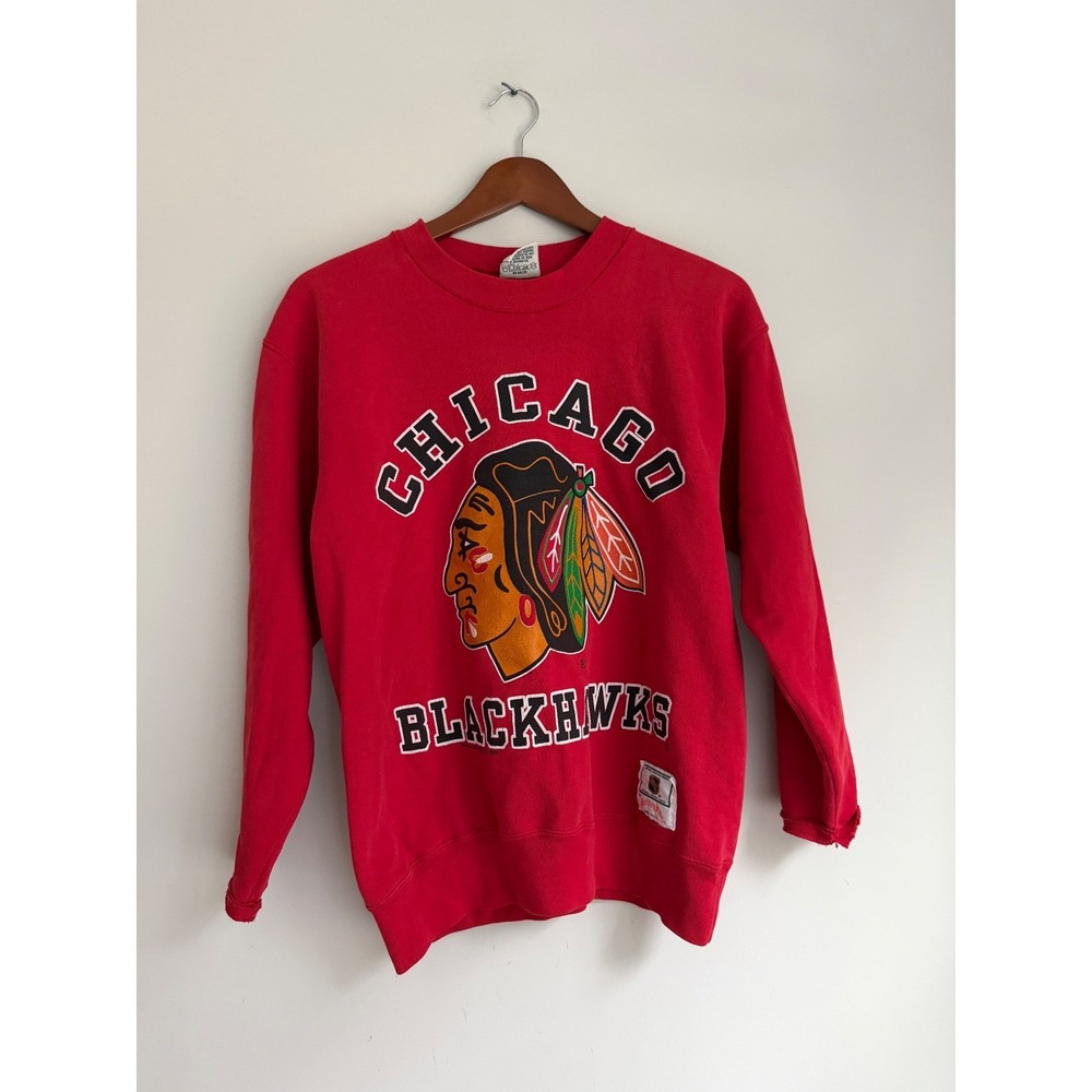 Vintage Chicago Blackhawks Nutmeg Mills Red Sweatshirt Mens Medium NHL 90s USA